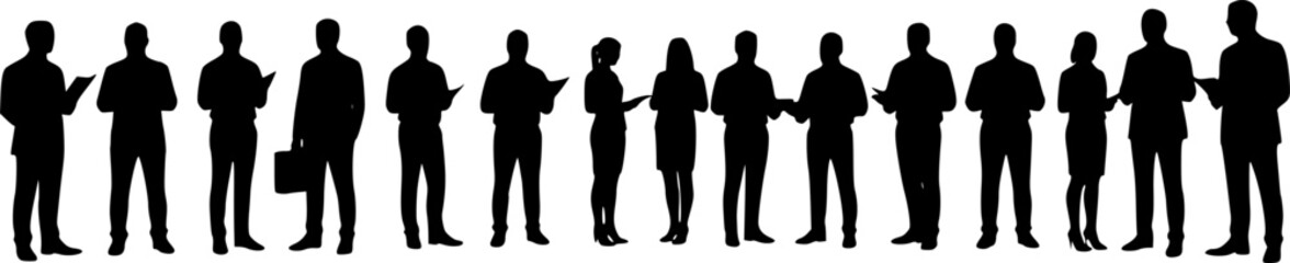 silhouettes of people working group of standing business people vector eps 10
