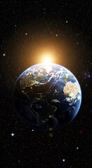 Fototapeta premium Earth rising from space, sunlit.