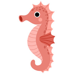 Illustration of a Pink Seahorse in flat style