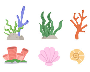 Illustration of coral set in flat style