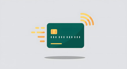 Contactless Payment: Green Credit Card with Wireless Transaction