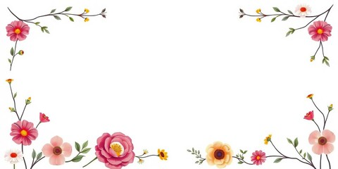 Elegant hand-drawn floral frame divider, perfect for whimsical designs,  background,  design
