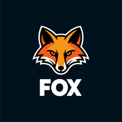 Obraz premium Bold fox head logo design, orange and black, with 