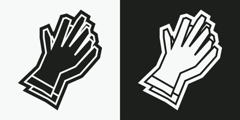 Obraz premium Gloves Icon in Black Filled and White Filled Cutout Style