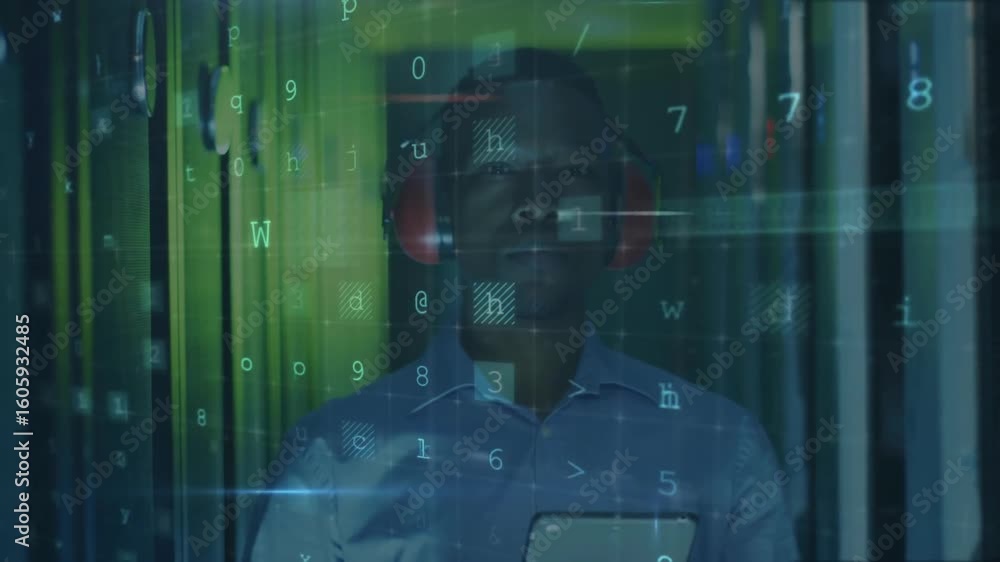 Aufkleber it technician tapping tablet initiating scan showing malware firewall down before cyber attack