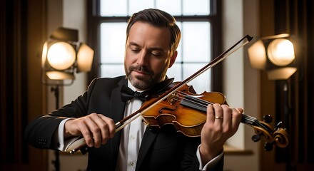 Violinist plays a melodious tune.