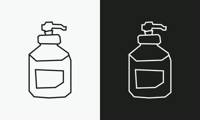Soap Dispenser Icon in Black Line Art and White Line Art Cutout Style