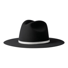 Stylish Black Hat with White Band Transparent Background