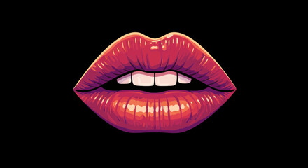 Fototapeta premium Vibrant Graphic Illustration, Lips, Art Composition, Digital Creation, Colorful Background, Close-Up View, Expressive Concept