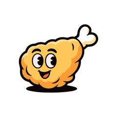 A cheerful cartoon fried chicken drumstick with a smiling face.