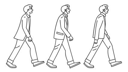 Animated Sequence of a Businessman Walking in Line Art Style
