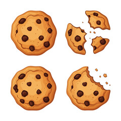 Cartoon Chocolate Chip Cookies in Variations vector illustration