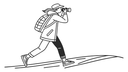 Enthusiastic Photographer Exploring Nature With Camera While Hiking Outdoors