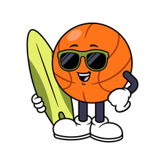 Vector Basketball Character Holding Surfboard