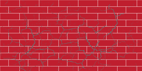 Cracked Red Brick Wall Vector Texture – Grunge Urban Seamless Background