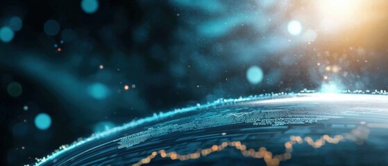 A digital display showcasing a comprehensive market chart with vibrant, glowing financial graphs and data visualizations.