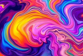 Obraz premium Swirling vibrant hues, dynamic fluid forms, abstract art , neon, texture