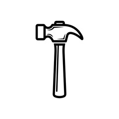 The hammer head and handle are clearly depicted in a minimalist, outline-style illustration. This type of icon or symbol is commonly used to represent tools, construction, or repair-related concepts