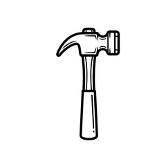 The hammer head and handle are clearly depicted in a minimalist, outline-style illustration. This type of icon or symbol is commonly used to represent tools, construction, or repair-related concepts i