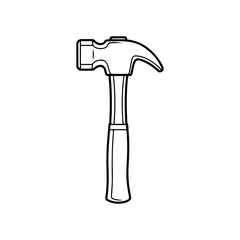 The hammer head and handle are clearly depicted in a minimalist, outline-style illustration. This type of icon or symbol is commonly used to represent tools, construction, or repair-related concepts i