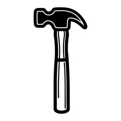 The hammer head and handle are clearly depicted in a minimalist, outline-style illustration. This type of icon or symbol is commonly used to represent tools, construction, or repair-related concepts i