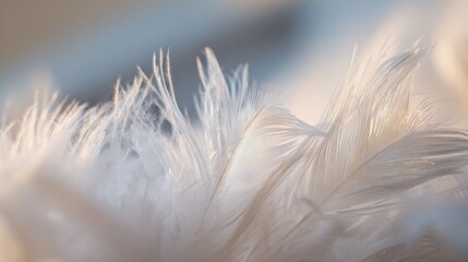 Obraz premium An intricate close-up of pristine white bird feathers arranged in an elegant pattern.
