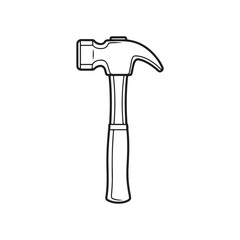 The hammer head and handle are clearly depicted in a minimalist, outline-style illustration. This type of icon or symbol is commonly used to represent tools, construction, or repair-related concepts i