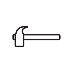 The hammer head and handle are clearly depicted in a minimalist, outline-style illustration. This type of icon or symbol is commonly used to represent tools, construction, or repair-related concepts i