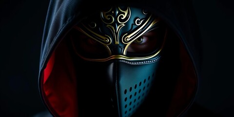 Mysterious figure in elegant mask, shadowed eyes,  beauty,  secret