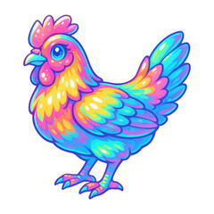 Fototapeta premium PNG Vibrant psychedelic chicken illustration.