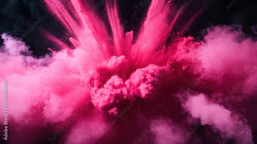 Aufkleber abstract pink explosion: a vibrant burst of color against a dark background, creating a dynamic and 