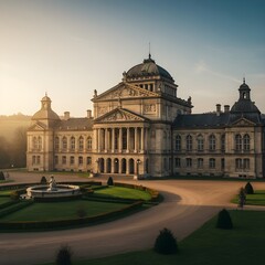 Naklejka premium A large and magnificent western-style palace