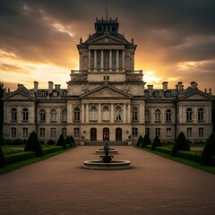 Fototapeta premium A large and magnificent western-style palace