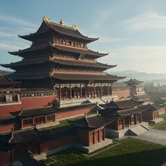 Fototapeta premium A large and magnificent ancient oriental palace