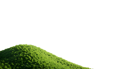 Lush Green Hillside, Tranquil Nature Scene, Alpha Channel, Isolated on transparent Background, Perfect for Compositing.