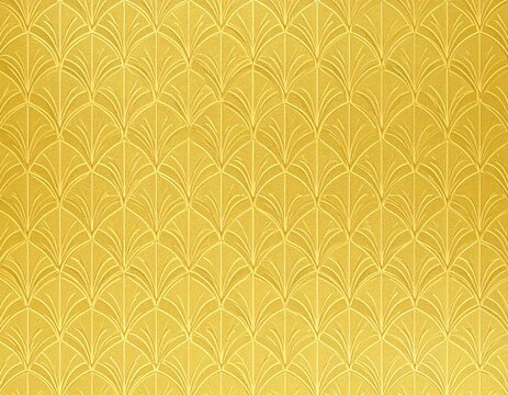 Fototapeta Golden Art Deco Fan Pattern Elegant Retro Texture Background.