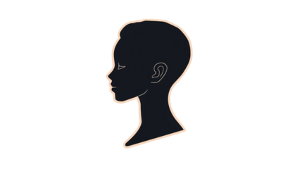 Silhouette of a person with short hair facing to the left