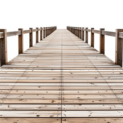 Fototapeta premium Wooden Pier Leading to Horizon: An inviting wooden pier extends seamlessly towards the horizon, creating a sense of journey and tranquility. The perspective draws the eye forward.