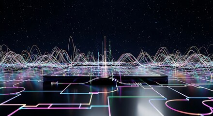 Abstract design of interconnected lines and shapes.