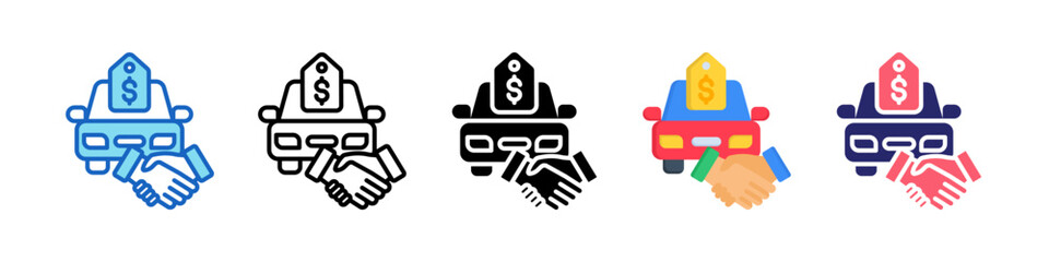 Car Sales Multiple Style Icon Set Collection.   © Awicon