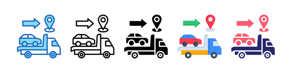 Car Delivery Multiple Style Icon Set Collection.  