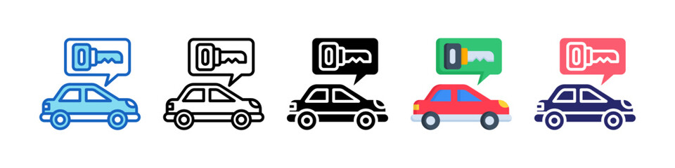 Car Rental Multiple Style Icon Set Collection.  