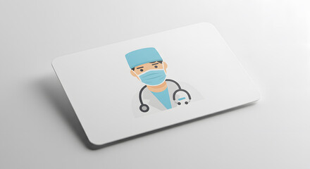 Healthcare Hero Illustration on Business Card Mockup