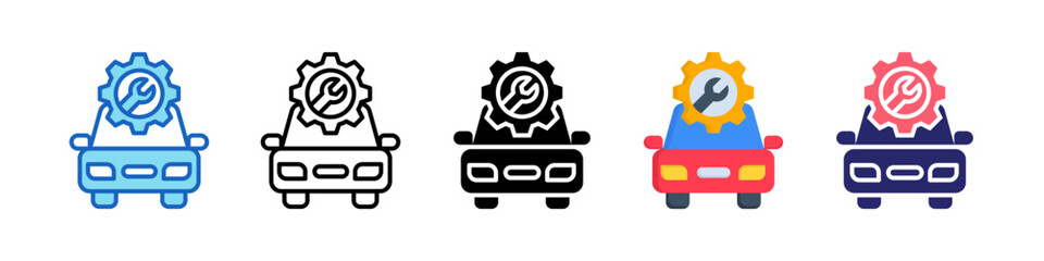 Car Maintenance Multiple Style Icon Set Collection.  