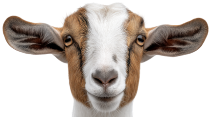 Isolated goat head transparent background with detailed fur