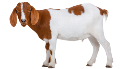 Young brown and white goat isolated transparent background