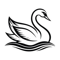 black swan vector illustration on the lake.