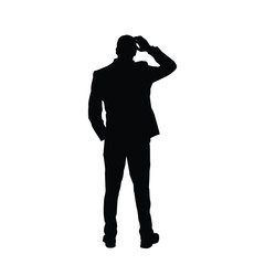 Silhouette of Businessman Scratching Head in Contemplation