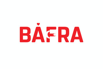 I Love BAFRA, Typographic Design of I Love BAFRA on a white background, Flag Typography of BAFRA with heart, Vector design of I Love Turkey