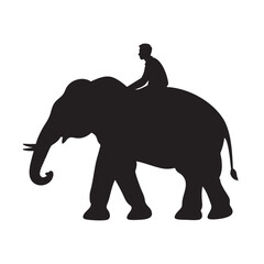 Silhouette of a Person Riding an Elephant 